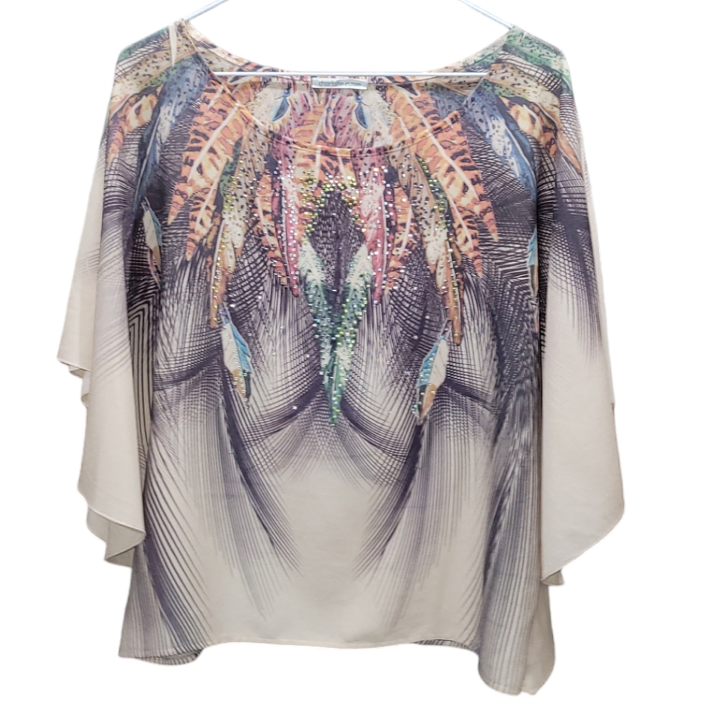 Charlotte Russe Blouse with feather design Size S